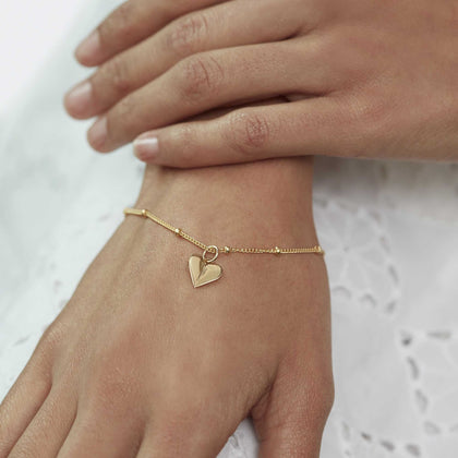 Mini Heart Bead Bracelet Silver